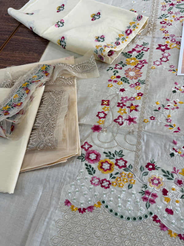 Faiza saqlain ivory multi lawn 2026