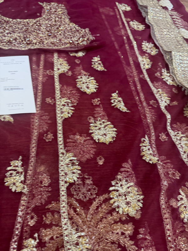 Hussain rehar majenda maroon wedding edition