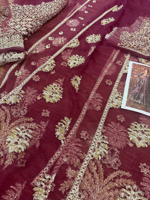 Hussain rehar majenda maroon wedding edition