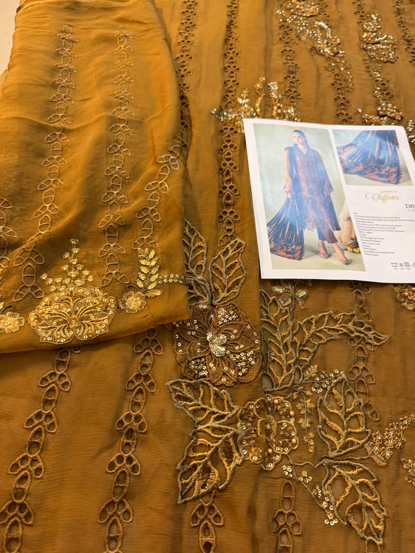 Maria b golden chiffon wedding