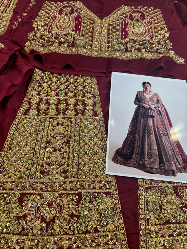 Hussain rehar red bridal raw silk