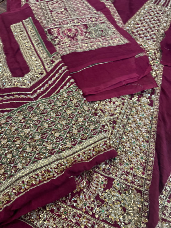Hussain rehar red bridal raw silk