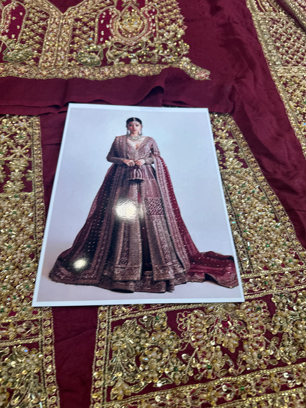 Hussain rehar red bridal raw silk