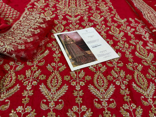 Faiza Saqlain red bridal chiffon wedding edition