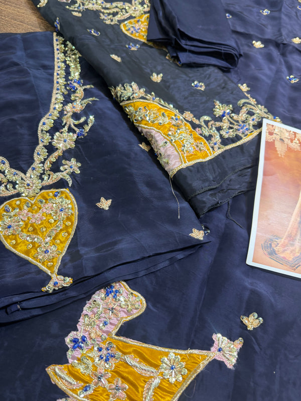 Shazia kiyani blue multi along pure silk dopata wedding edition