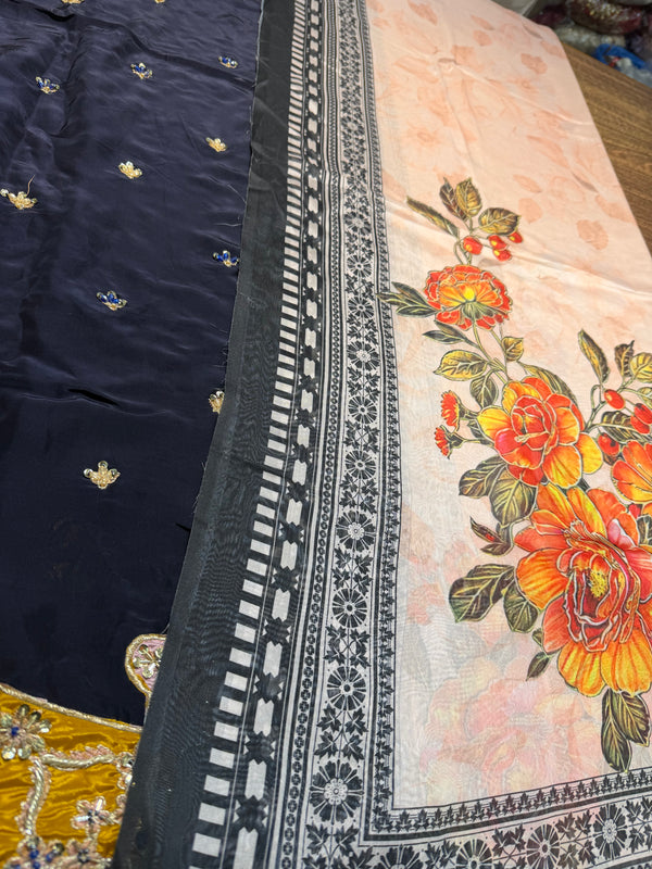 Shazia kiyani blue multi along pure silk dopata wedding edition