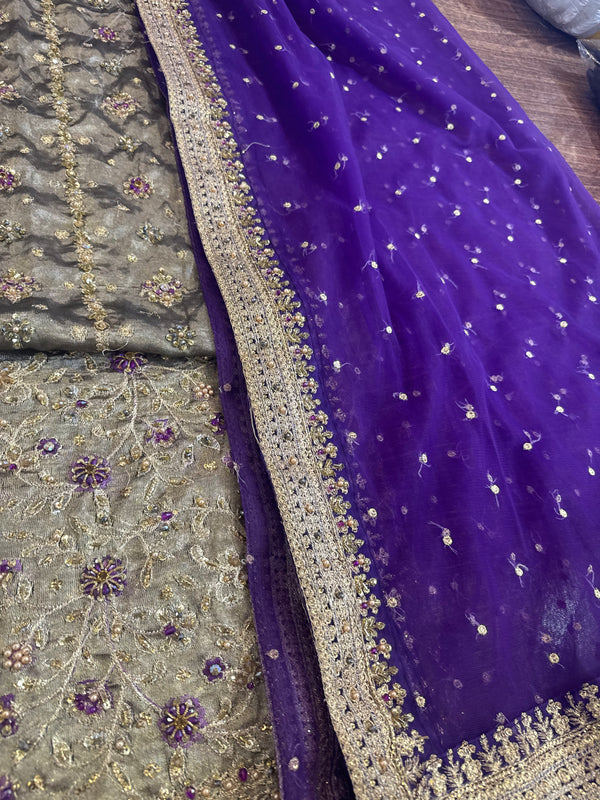 Haris Shakeel mesori purple dopata wedding edition