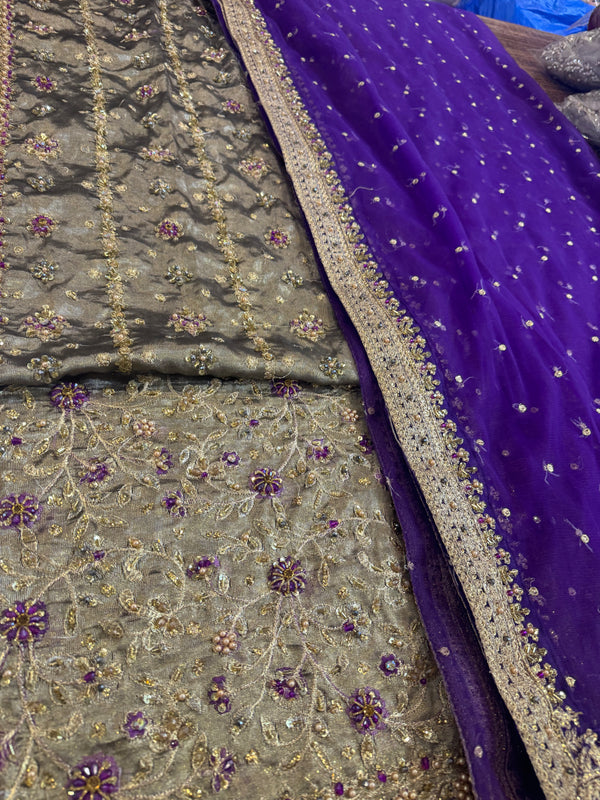 Haris Shakeel mesori purple dopata wedding edition