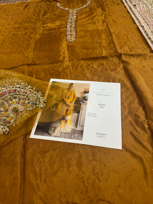 Hussain rehar yellow arasti wedding edition