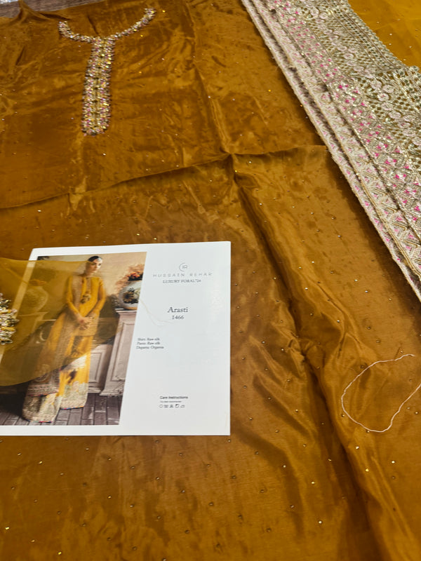 Hussain rehar yellow arasti wedding edition