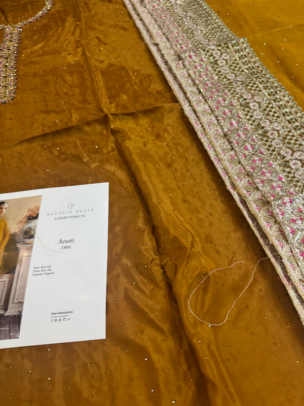 Hussain rehar yellow arasti wedding edition