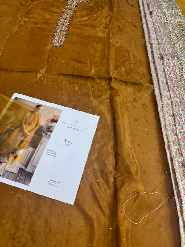 Hussain rehar yellow arasti wedding edition