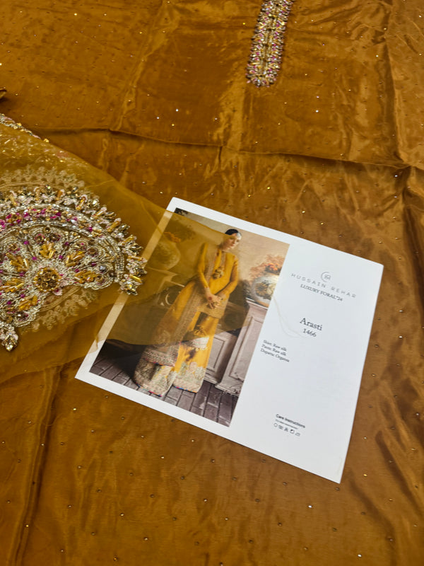 Hussain rehar yellow arasti wedding edition