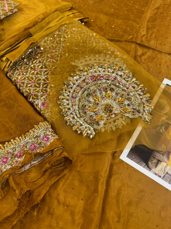 Hussain rehar yellow arasti wedding edition