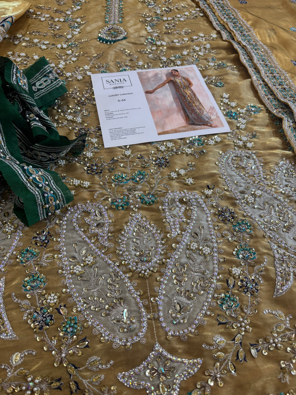 Sania masktaia mustard gold wedding edition