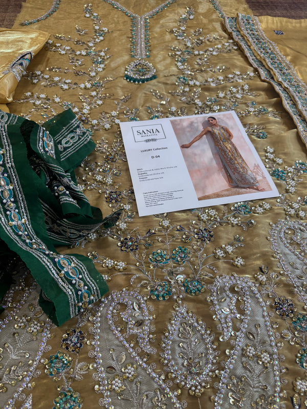 Sania masktaia mustard gold wedding edition