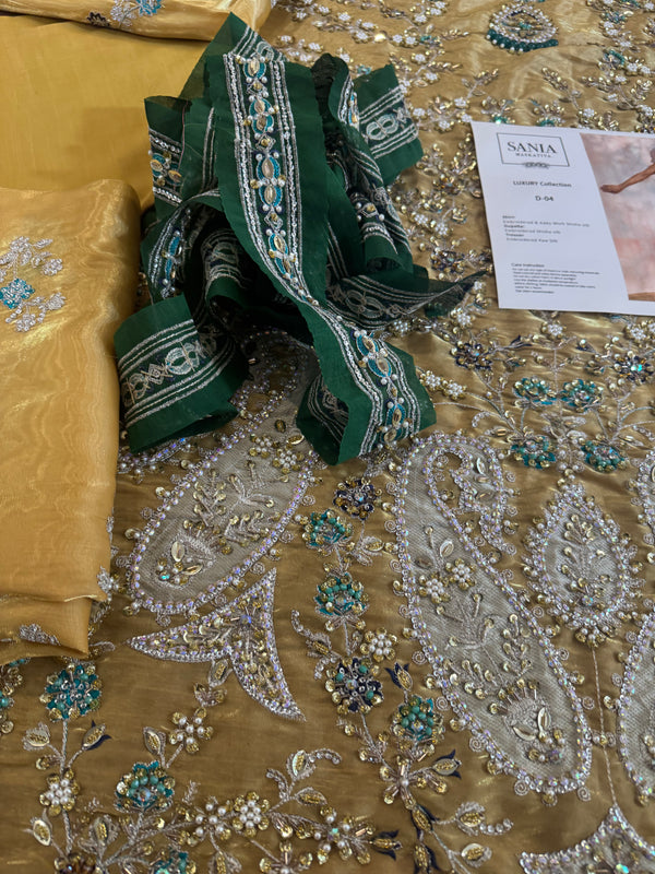 Sania masktaia mustard gold wedding edition