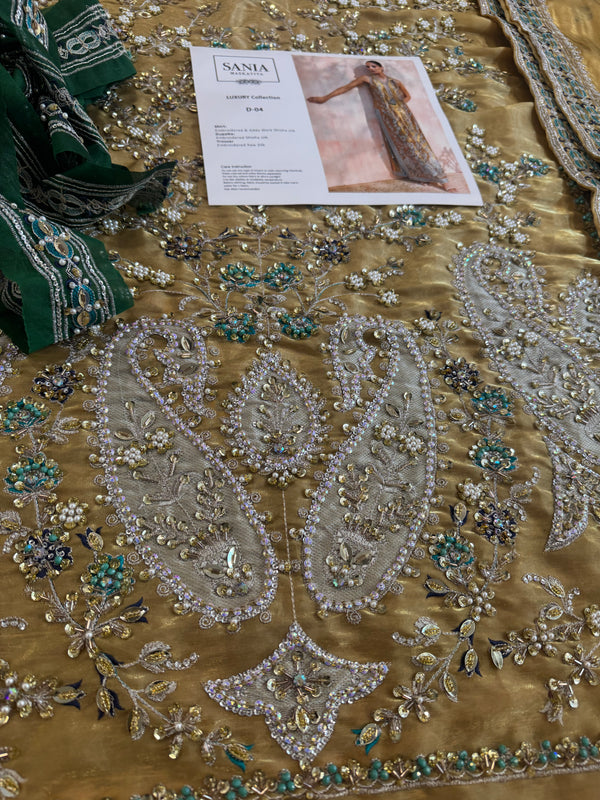 Sania masktaia mustard gold wedding edition