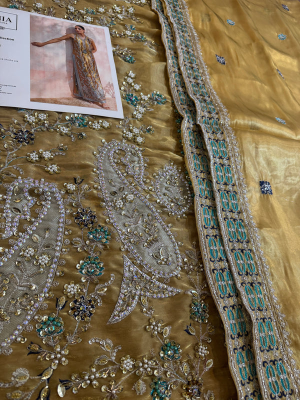 Sania masktaia mustard gold wedding edition