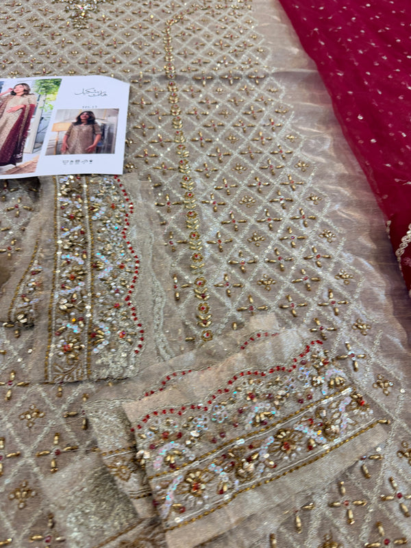 Haris Shakeel golden meroon wedding edition