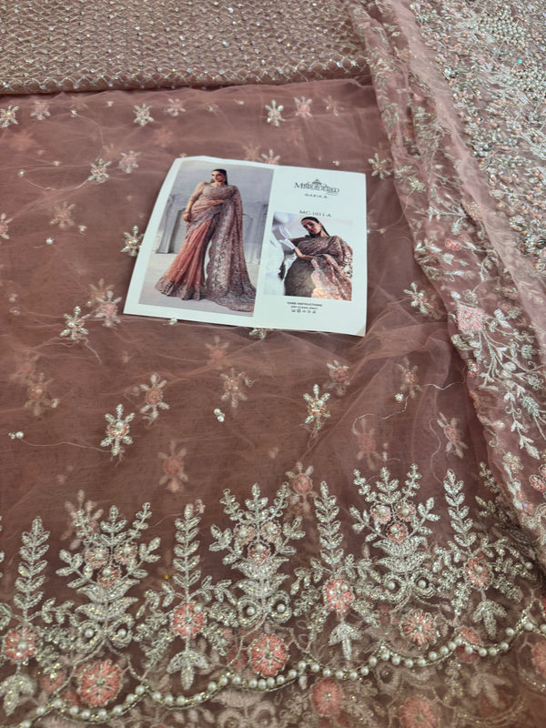 Maria b coture pink saree wedding edition