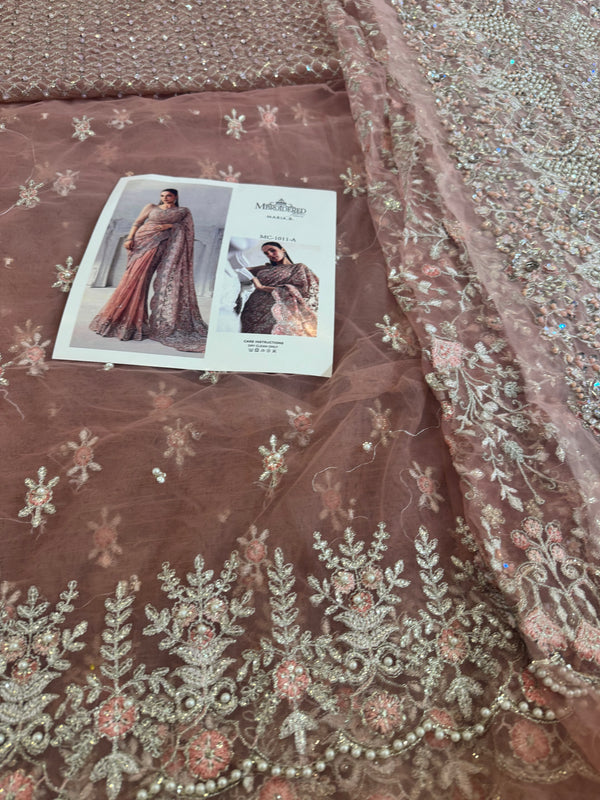 Maria b coture pink saree wedding edition