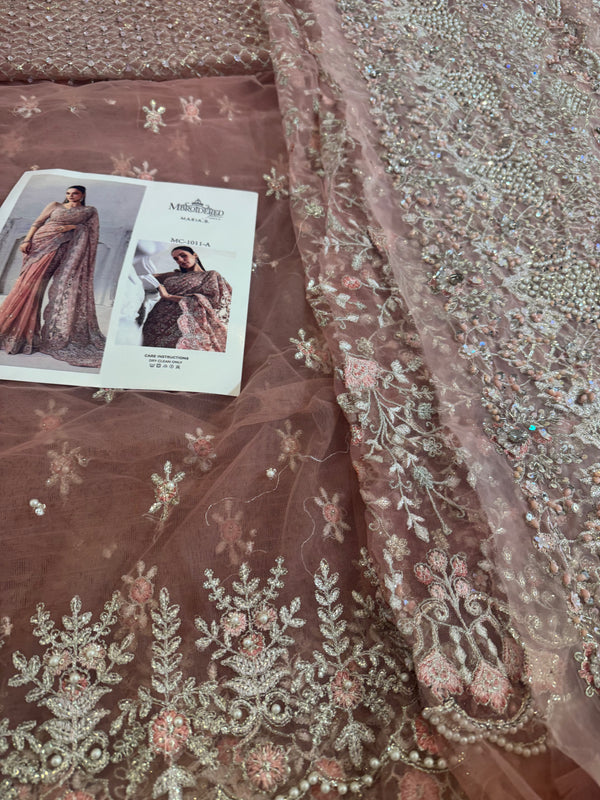 Maria b coture pink saree wedding edition