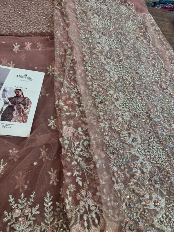 Maria b coture pink saree wedding edition