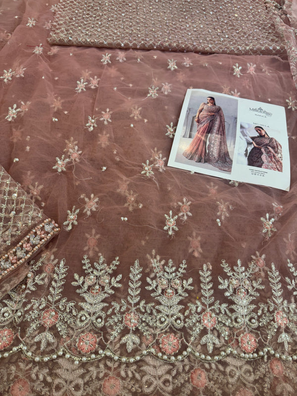 Maria b coture pink saree wedding edition