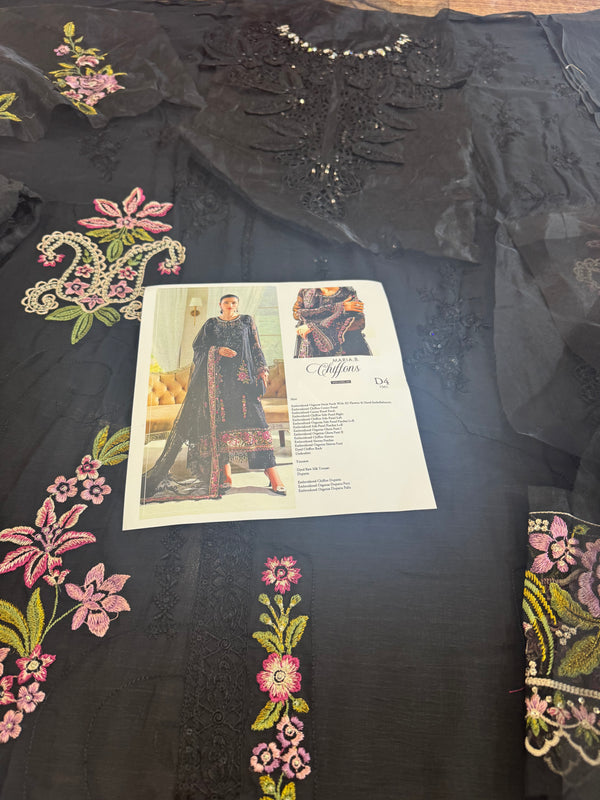 Maria B black chiffon wedding edition