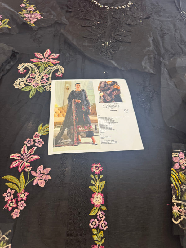 Maria B black chiffon wedding edition