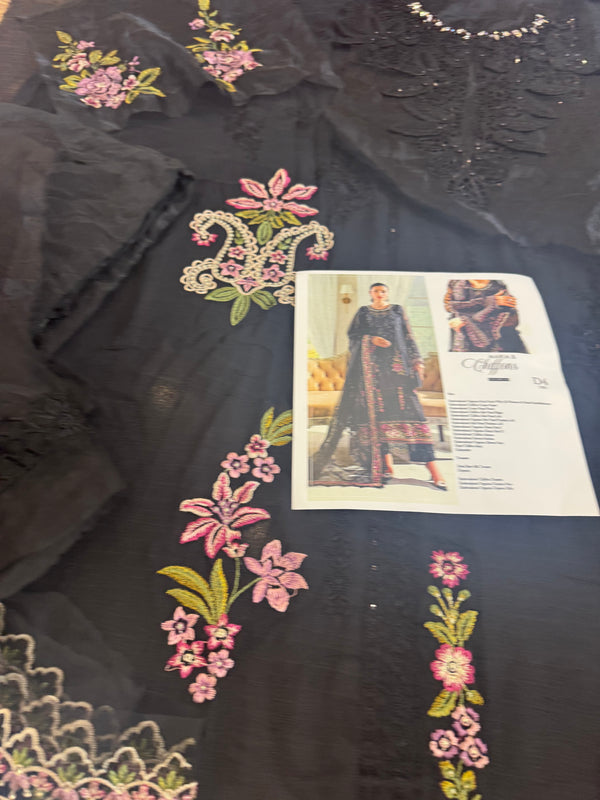 Maria B black chiffon wedding edition