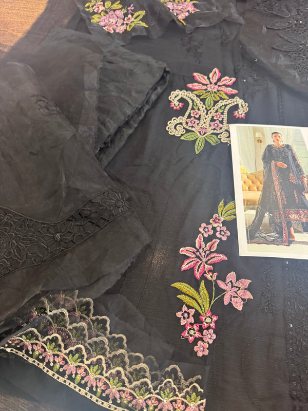 Maria B black chiffon wedding edition