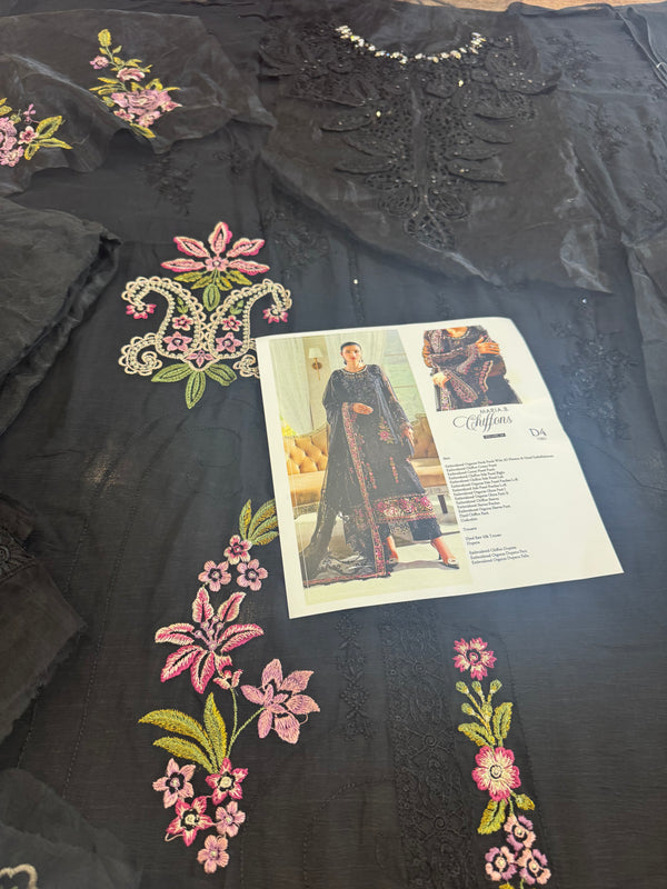 Maria B black chiffon wedding edition