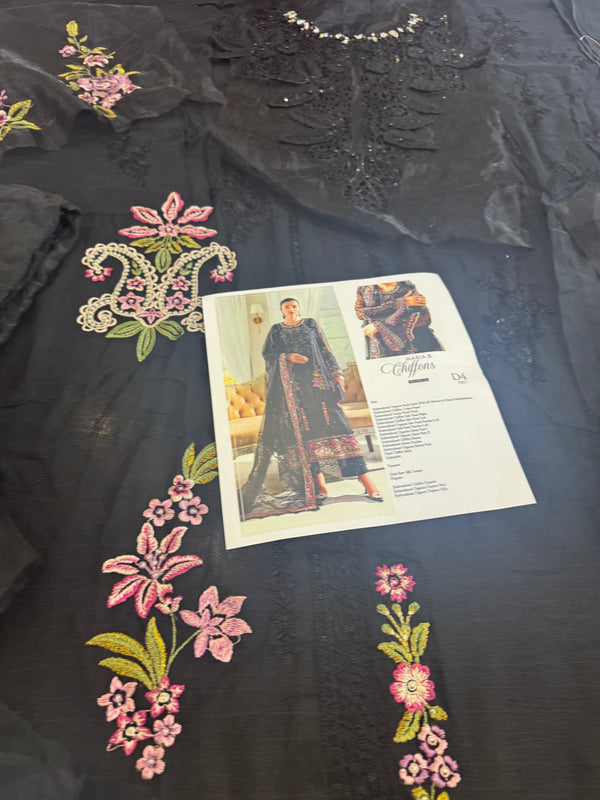 Maria B black chiffon wedding edition