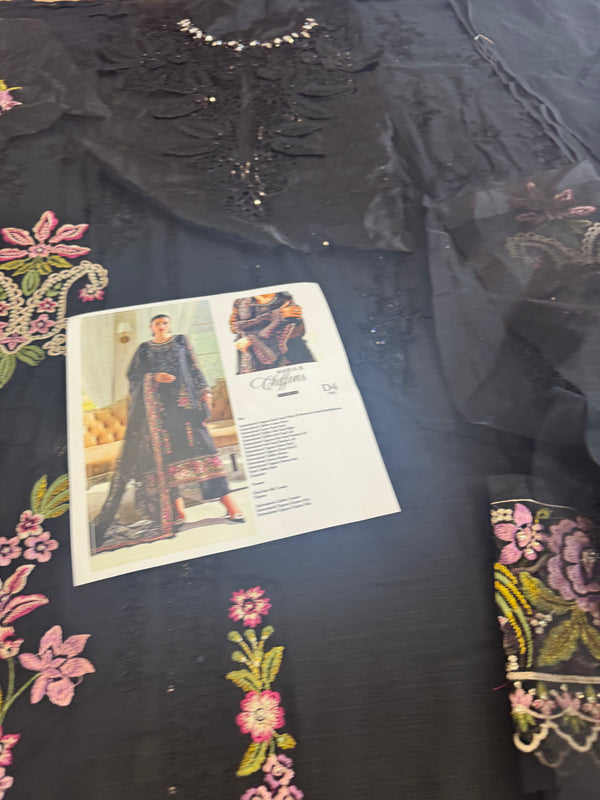 Maria B black chiffon wedding edition