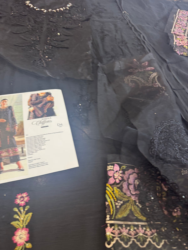 Maria B black chiffon wedding edition