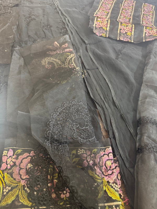 Maria B black chiffon wedding edition