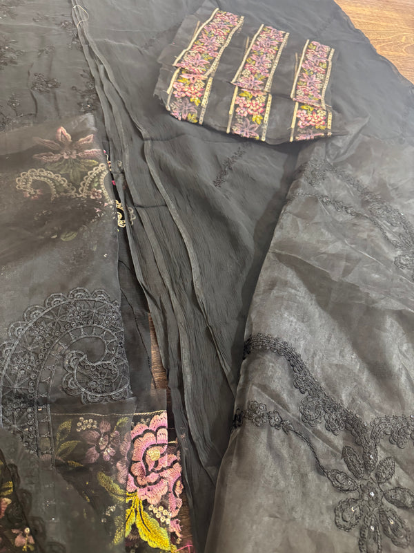 Maria B black chiffon wedding edition