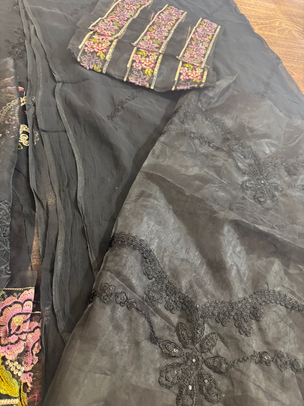 Maria B black chiffon wedding edition