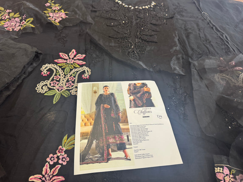 Maria B black chiffon wedding edition