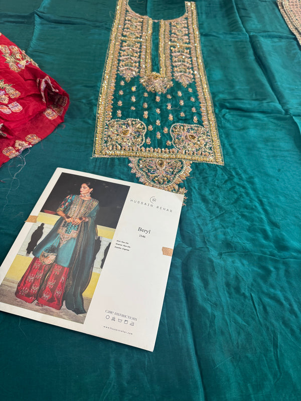 Hussain rehar green red wedding edition