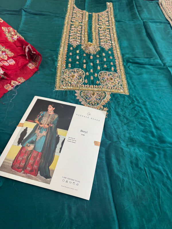 Hussain rehar green red wedding edition