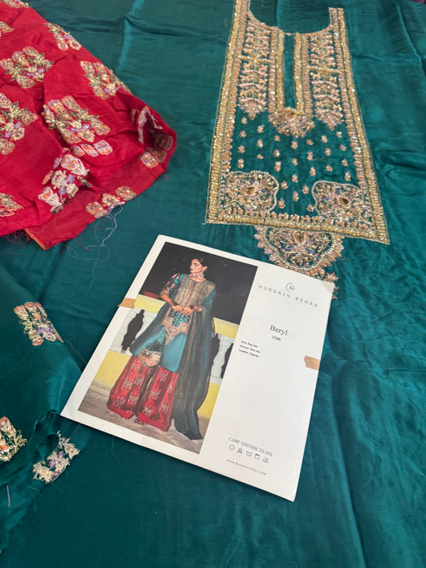 Hussain rehar green red wedding edition