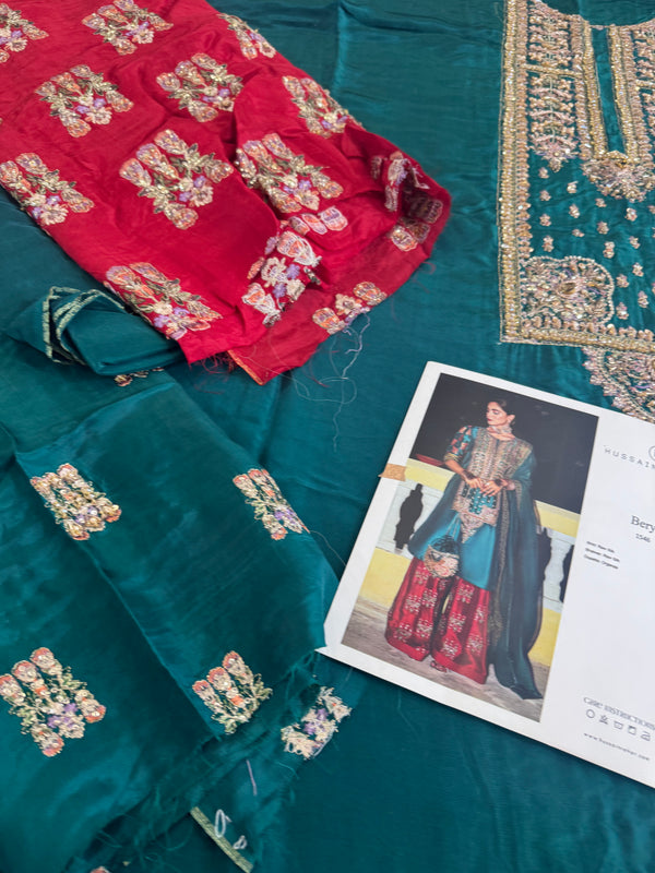 Hussain rehar green red wedding edition