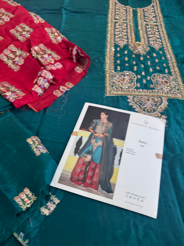 Hussain rehar green red wedding edition