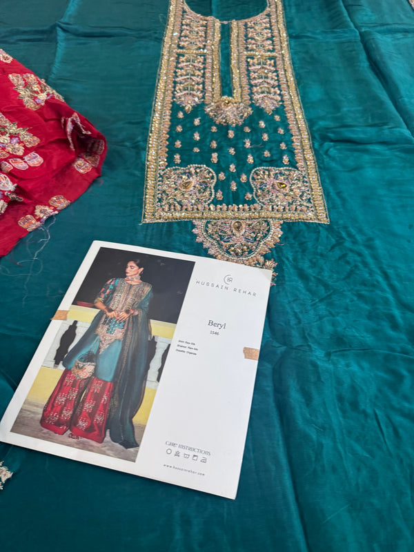 Hussain rehar green red wedding edition