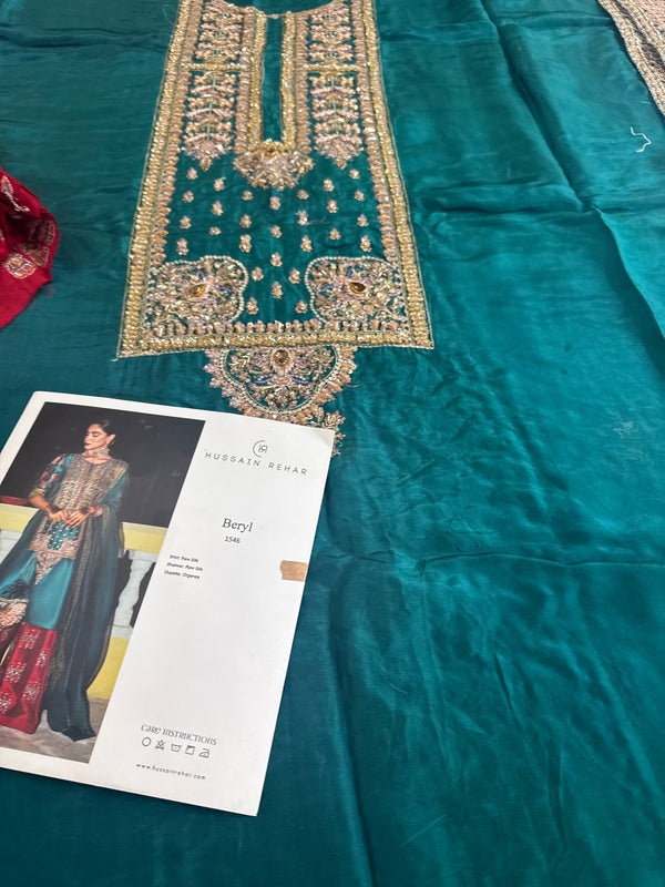 Hussain rehar green red wedding edition