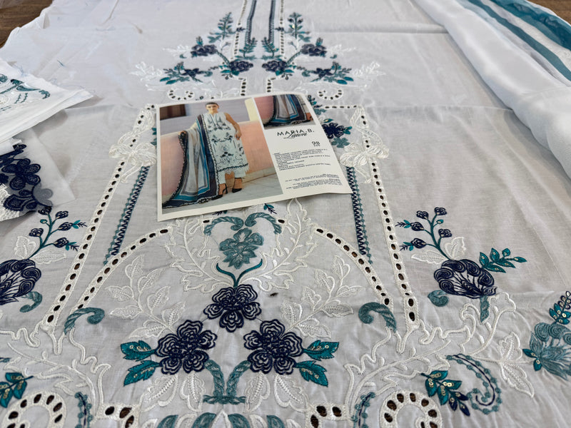 Maria b white blue lawn 2026