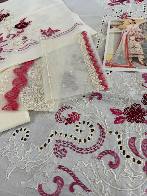 Maria b white pink lawn 2026